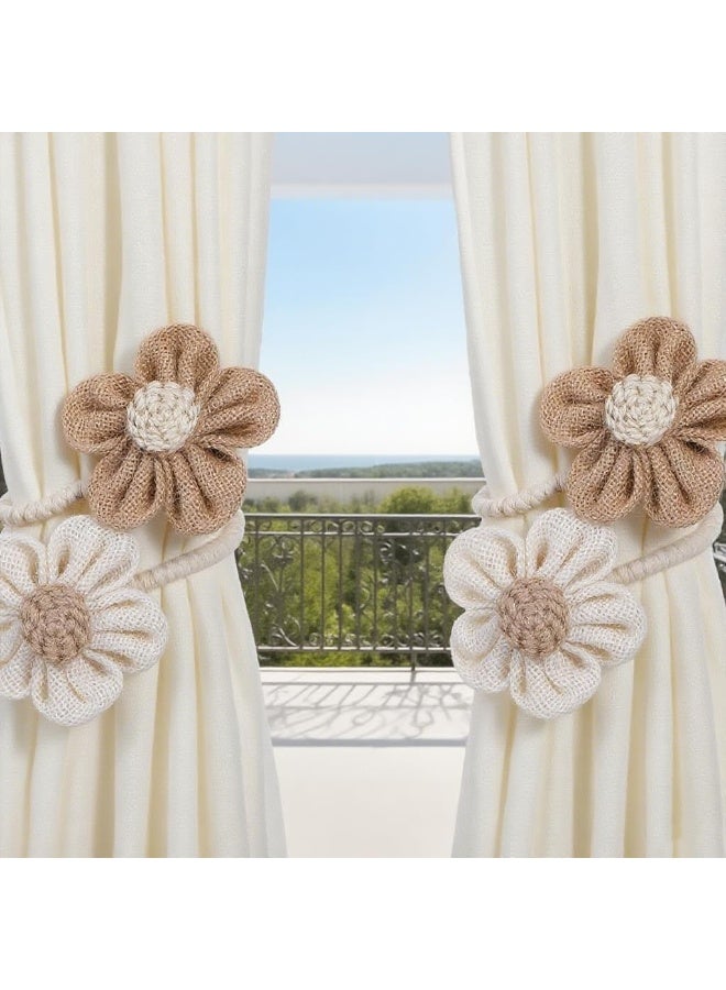 jaexest 2-Pack Decorative Sunflower Curtain Tie Backs | Adjustable Rope Holders for Window Curtains & Home Decor - Image 2